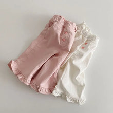 Load image into Gallery viewer, 2024 Girls Spring Pants Baby Casual Ruffle Wide Leg Pants Children's Trendy Autumn Trousers Loose Solid High Waist Bell-bottoms