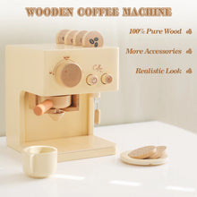 Load image into Gallery viewer, 10pc Baby Coffee Machine Toy Set Wooden Kitchen Supplies Coffee Machine Model Children Play Simulation Coffee Cake Pretend Toys