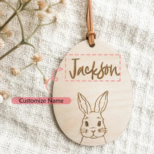 Load image into Gallery viewer, Personalized custom rabbit Bunny 2025 happy Easter party Egg Hunt basket Bucket bag Name Tag Ornament family kid boy girl gift