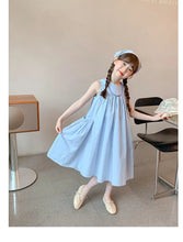 Load image into Gallery viewer, New Arrival Sweet Girls Dress For Summer 2 3 4 5 6 7 8 9 10 11 12 Year Sleeveless Solid Color Blue Child Dresses With Pockets