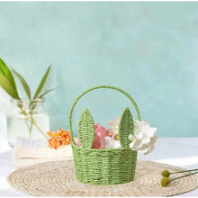 Load image into Gallery viewer, Cute Bunny Ears Woven Basket Paper Rope Braided Flower Basket Easter Decoration Home Picnic Fruit Hand-held Sundries Organizers