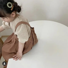 Load image into Gallery viewer, 7588 Girl Clothes Knitted T Shirt Spring And Summer New Girl Tops Bubble Sleeve Hollowed Out T-shirt Sweet Baby Girl Tops