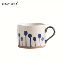 Load image into Gallery viewer, KEMORELA 1PCS 450ML Nordic Ceramic Cup Coffee Milk Mug with Handle Retro Large Capacity Japanese Breakfast Oatmeal Cup Gift Set
