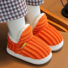 Load image into Gallery viewer, Children's Winter Shoes Concise Stripe Fluffy Slippers for Kids Boys Girls Heel Wrap Warm High Non-slip Home Cotton Shoes