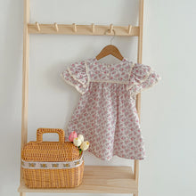 Load image into Gallery viewer, Kids Clothes Fashion Girl Dress Flower Embroidery Retro Lace Dress Cotton Princess Vestido Casual Round Neck Summer New Sweet