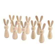 Load image into Gallery viewer, 10Pcs Wooden Peg Dolls Decorations Blank Puppets Rabbit Peg Doll Bodies for Arts Crafts Boys Girls Party Fairy Garden Home Decor