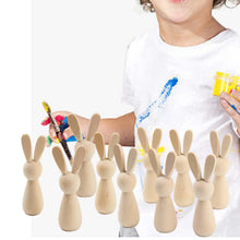 Load image into Gallery viewer, 10Pcs Wooden Peg Dolls Decorations Blank Puppets Rabbit Peg Doll Bodies for Arts Crafts Boys Girls Party Fairy Garden Home Decor