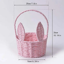 Load image into Gallery viewer, Cute Bunny Ears Woven Basket Paper Rope Braided Flower Basket Easter Decoration Home Picnic Fruit Hand-held Sundries Organizers