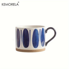 Load image into Gallery viewer, KEMORELA 1PCS 450ML Nordic Ceramic Cup Coffee Milk Mug with Handle Retro Large Capacity Japanese Breakfast Oatmeal Cup Gift Set