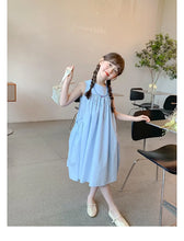 Load image into Gallery viewer, New Arrival Sweet Girls Dress For Summer 2 3 4 5 6 7 8 9 10 11 12 Year Sleeveless Solid Color Blue Child Dresses With Pockets