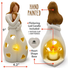 Load image into Gallery viewer, Candlestick Holder with Flickering LED Candle Memorial Gifts Standing Mother Hugging Daughter Statue Resin Figurines