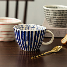 Load image into Gallery viewer, Japanese Style Hand-Painted Striped Ceramic Coffee Mug