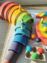 Load image into Gallery viewer, Wooden Rainbow Arch Stacking Blocks & Peg Dolls