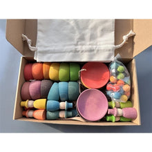Load image into Gallery viewer, Sensory Wooden Montessori Toys Rainbow Pastel Sorting Bowls Dishes with Balls Acorns for Kids Play