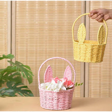 Load image into Gallery viewer, Cute Bunny Ears Woven Basket Paper Rope Braided Flower Basket Easter Decoration Home Picnic Fruit Hand-held Sundries Organizers