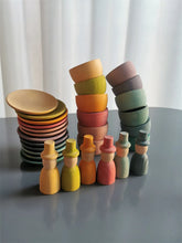 Load image into Gallery viewer, Sensory Wooden Montessori Toys Rainbow Pastel Sorting Bowls Dishes with Balls Acorns for Kids Play