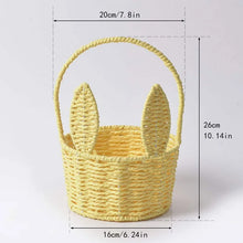 Load image into Gallery viewer, Cute Bunny Ears Woven Basket Paper Rope Braided Flower Basket Easter Decoration Home Picnic Fruit Hand-held Sundries Organizers