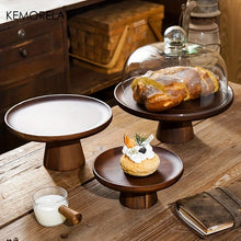 Load image into Gallery viewer, Japanese Wooden Cake Tray with Glass Lid