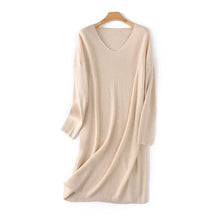 Load image into Gallery viewer, 100% Wool V-Neck Batwing Sleeve Knit Dress