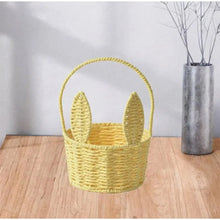 Load image into Gallery viewer, Cute Bunny Ears Woven Basket Paper Rope Braided Flower Basket Easter Decoration Home Picnic Fruit Hand-held Sundries Organizers