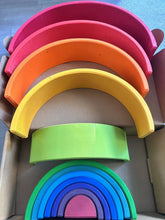 Load image into Gallery viewer, Wooden Rainbow Arch Stacking Blocks & Peg Dolls