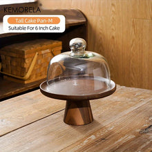 Load image into Gallery viewer, Japanese Wooden Cake Tray with Glass Lid