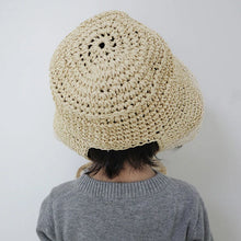 Load image into Gallery viewer, Cute Lace Girls Straw Hat Summer Bow Girls Boys Sun Cap Wide Brim Sun Protection Kids Fisherman Hat Beach Panama Caps