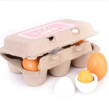 Load image into Gallery viewer, Kids 3/6pcs Wooden Artificial Egg Set Easter DIY Toy Wooden House Game Kitchen Egg Toys Early Education Food Toys for Children