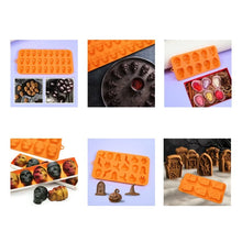 Load image into Gallery viewer, Halloween Silicone Molds - Skull, Pumpkin, Witch & Ghost Baking Tools