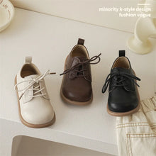 Load image into Gallery viewer, Children Leather Shoes Girl's British Solid Hook-loop Quality Leather Shoes Soft Sole Non-slip Princess Single Shoes Size 21-30