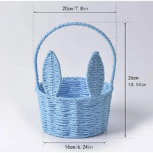 Load image into Gallery viewer, Cute Bunny Ears Woven Basket Paper Rope Braided Flower Basket Easter Decoration Home Picnic Fruit Hand-held Sundries Organizers