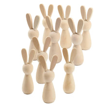Load image into Gallery viewer, 10Pcs Wooden Peg Dolls Decorations Blank Puppets Rabbit Peg Doll Bodies for Arts Crafts Boys Girls Party Fairy Garden Home Decor