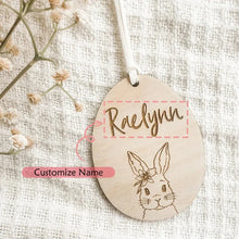 Load image into Gallery viewer, Personalized custom rabbit Bunny 2025 happy Easter party Egg Hunt basket Bucket bag Name Tag Ornament family kid boy girl gift