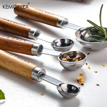 Load image into Gallery viewer, 4PCS Stainless Steel Measuring Spoons with Wooden Handle