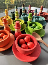 Load image into Gallery viewer, Sensory Wooden Montessori Toys Rainbow Pastel Sorting Bowls Dishes with Balls Acorns for Kids Play