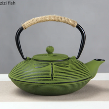 Load image into Gallery viewer, Green Cast Iron Teapot with Infuser, 800ml