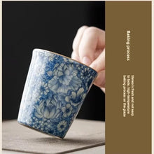 Load image into Gallery viewer, Blue and White Crackle Glaze Teacup, 110ml
