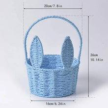 Load image into Gallery viewer, Cute Bunny Ears Woven Basket Paper Rope Braided Flower Basket Easter Decoration Home Picnic Fruit Hand-held Sundries Organizers