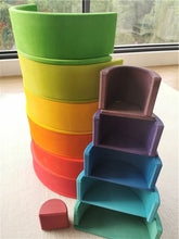 Load image into Gallery viewer, Wooden Rainbow Arch Stacking Blocks & Peg Dolls