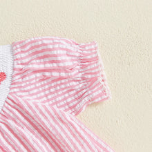 Load image into Gallery viewer, FOCUSNORM 0-6Y Little Baby Girls Sister Matching Romper/Dress Easter Rabbit Embroidery Short Puff Sleeve Stripes Print Clothes