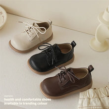Load image into Gallery viewer, Children Leather Shoes Girl's British Solid Hook-loop Quality Leather Shoes Soft Sole Non-slip Princess Single Shoes Size 21-30