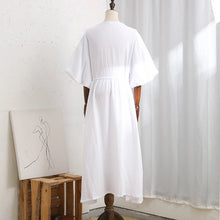 Load image into Gallery viewer, Vintage Cotton V-Neck Puff Sleeve Maxi Dress
