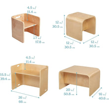 Load image into Gallery viewer, Natural Wood 3-Piece Children's Table and Chairs Set