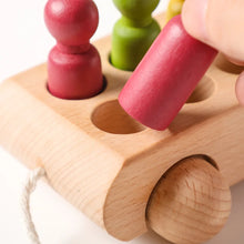 Load image into Gallery viewer, Montessori Wooden Baby Trolley with Colorful Dolls