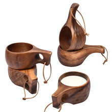 Load image into Gallery viewer, 210ml Outdoor Cup Kuksa Camping Mug Coffee Milk Cups Mugs Acacia-Wood Drinkware Bushcrafts Artifact Kitchen