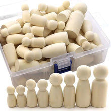 Load image into Gallery viewer, Unfinished birch wooden peg dolls