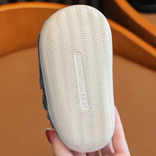 Load image into Gallery viewer, Children's Winter Shoes Concise Stripe Fluffy Slippers for Kids Boys Girls Heel Wrap Warm High Non-slip Home Cotton Shoes