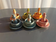 Load image into Gallery viewer, Sensory Wooden Montessori Toys Rainbow Pastel Sorting Bowls Dishes with Balls Acorns for Kids Play