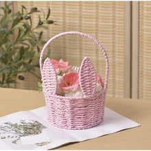 Load image into Gallery viewer, Cute Bunny Ears Woven Basket Paper Rope Braided Flower Basket Easter Decoration Home Picnic Fruit Hand-held Sundries Organizers