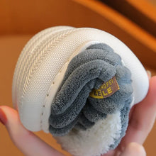 Load image into Gallery viewer, Children's Winter Shoes Concise Stripe Fluffy Slippers for Kids Boys Girls Heel Wrap Warm High Non-slip Home Cotton Shoes